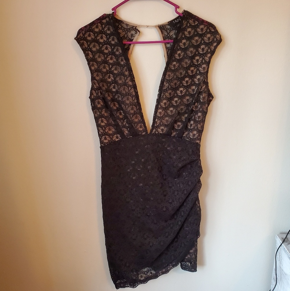 Plunge Neck Lace Dress